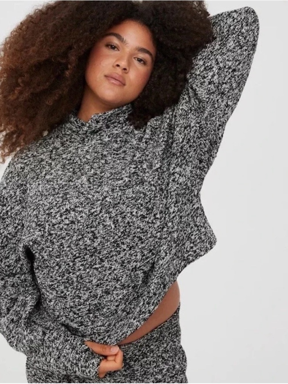 Kenneth Cole Marled Black & White Turtleneck Sweater
